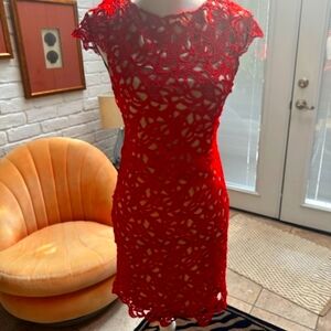 Alice and Olivia Red Lace Dress